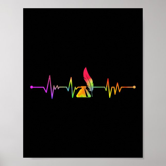 Autor schreibt Heartbeat Rainbow Poster (Vorne)