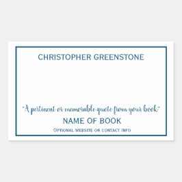 Autor Signature Bue Buchzeichen Rechteckiger Aufkleber