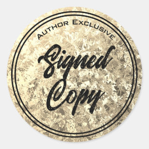 Autor signierte Kopie Gold Runder Aufkleber