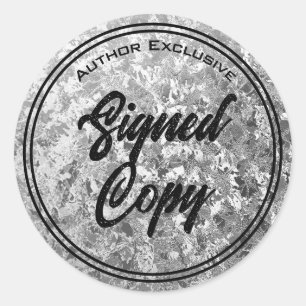 Autor signierter Copy Silver Runder Aufkleber