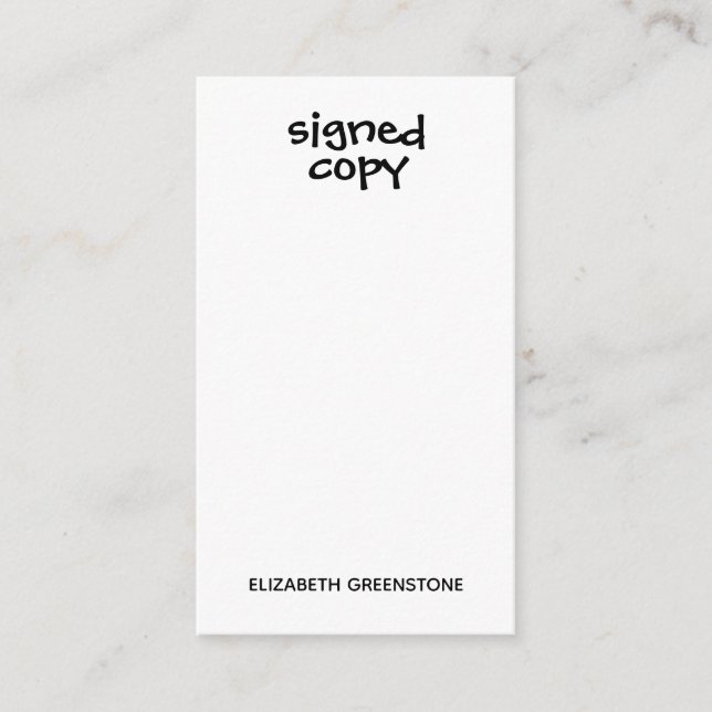 Autor Unterzeichnetes Lesezeichen Begleitkarte (Vorderseite)