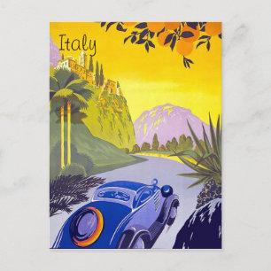 Autoreise durch Italien, alte Reise-Postkarte Postkarte