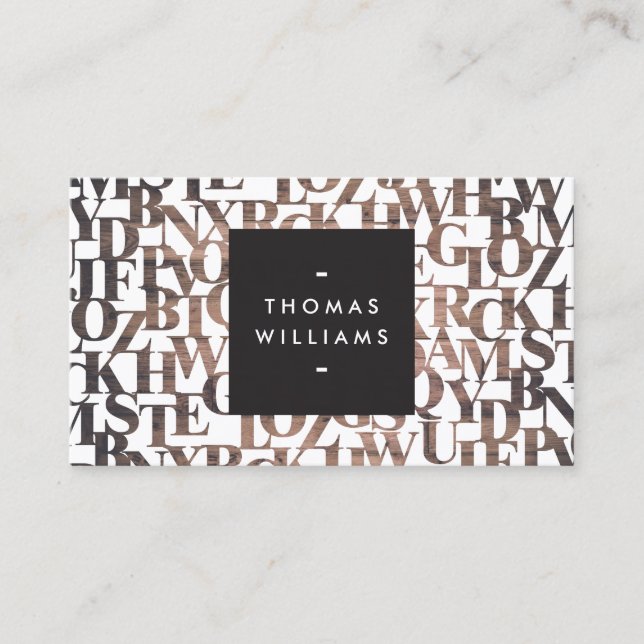 Autoren, Schriftsteller, Abstrakte Briefe aus brau Visitenkarte (Vorderseite)