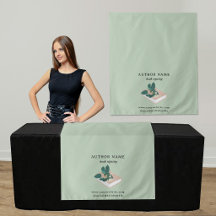 Autoren-Tischläufer-Banner in Salbeigrün zur Buchs