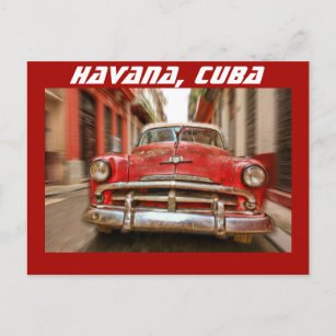 Autorennen in den Straßen des alten Havanna, Kuba Postkarte