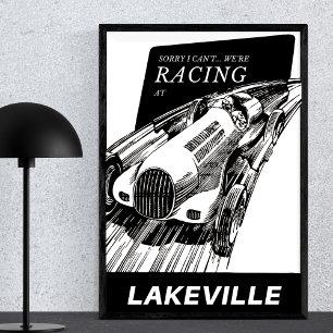 Autorennen Lakeville Connecticut Retro Motorsport Poster