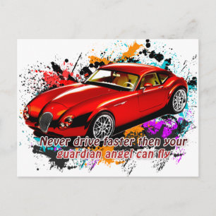 Autorennen Postkarte
