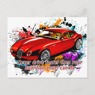 Autorennen Postkarte