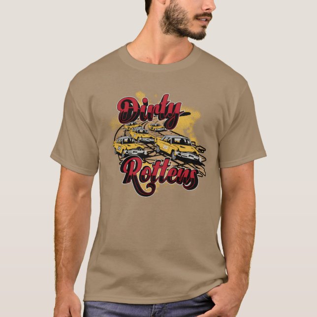 Autorennen-Rausch dreckiger verrotteter Junge T-Shirt (Vorderseite)