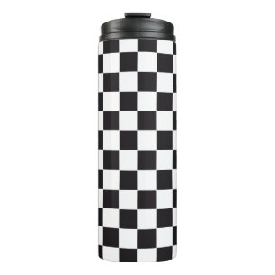 Autorennen-/Schach-Muster + Ihr backgr. u. Ideen Thermosbecher
