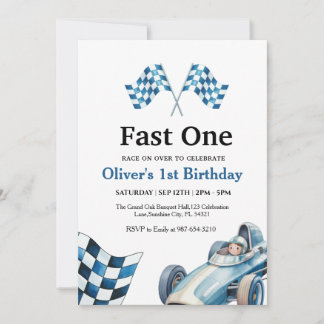 Autorennen zum 1. Geburtstag, Jungen-Geburtstagsfe Einladung