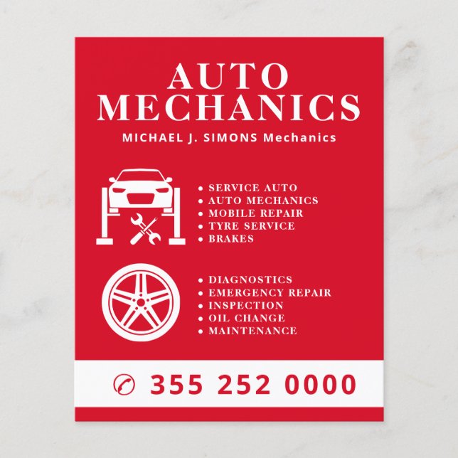 Autoreparatur-Profi-Mobiler Mechaniker-Service Flyer (Vorne)