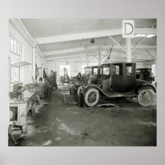 Autoreparaturgarage, Anfang des 19. Jahrhunderts Poster