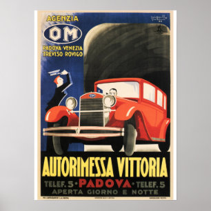 AUTORIMESSA VITTORIA Padova Italien Jahrgangswagen Poster