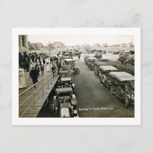 Autos an einem beschäftigten Sonntag, Long Beach, Postkarte