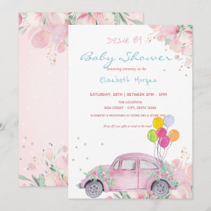 Autos Ballons Sterne Blumen Drive By Babyparty Einladung