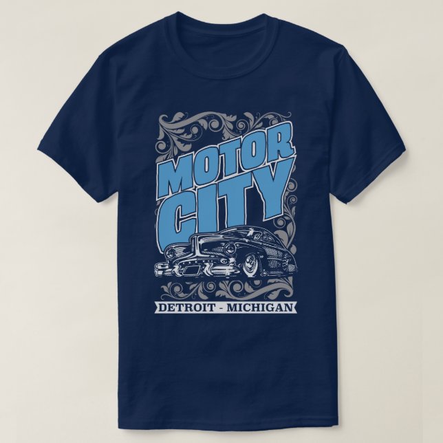 Autos Bewegungsstadt-Detroits Michigan klassisches T-Shirt (Design vorne)
