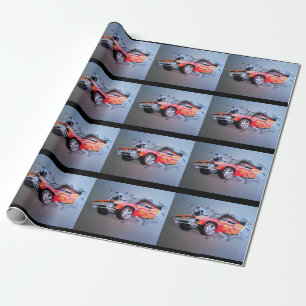 Autos, die durch das Wandverpackungspapier abstürz Geschenkpapier