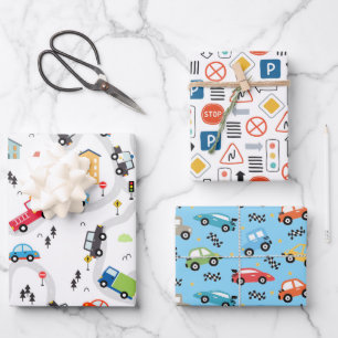 Autos Geschenkpapier, Kinder Geburtstagsgeschenkve Geschenkpapier Set