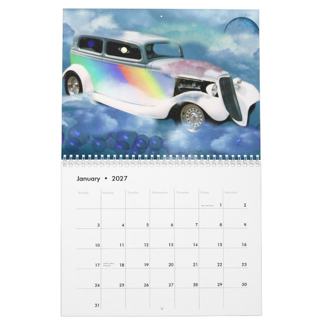 Autos im Wolkenkalender durch valxart.com Kalender (Jan 2027)