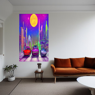 Autos in der Stadt   AI Art Poster