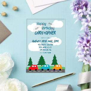 Autos Kinder Jungen Geburtstag Acryleinladungen