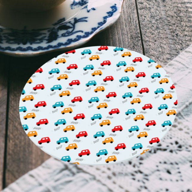 Autos Kinder Jungen Geburtstag Runder Pappuntersetzer (Von Creator hochgeladen)