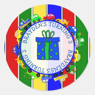 Autos, LKWs, Traktoren, Geburtstagsaufkleber Runder Aufkleber