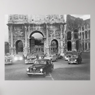 Autos und antike Denkmäler Rom Italyvintage, ital Poster
