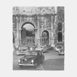 Autos und antike Monumente Rom Italienvintage, ita Fleecedecke
