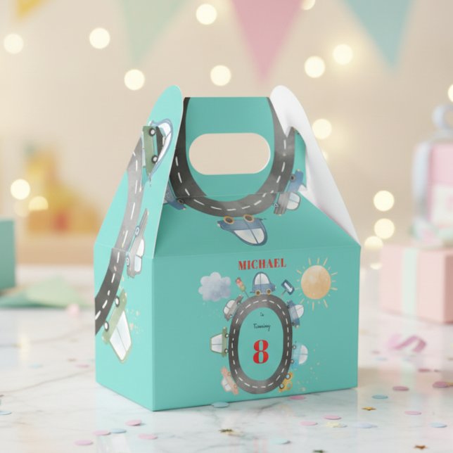 Autos und Fahrzeuge auf der Straße Junge Geburtsta Geschenkschachtel (Von Creator hochgeladen)