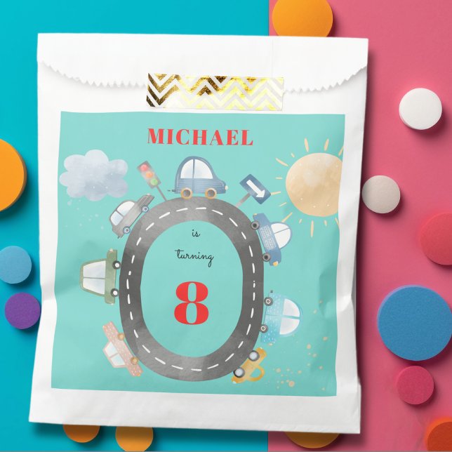 Autos und Fahrzeuge auf der Straße Junge Geburtsta Geschenktütchen (Von Creator hochgeladen)