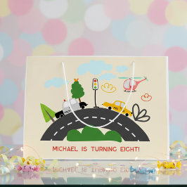 Autos und Fahrzeuge auf der Straße Junge Geburtsta Große Geschenktüte