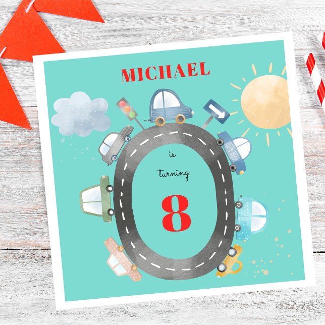 Autos und Fahrzeuge auf der Straße Junge Geburtsta Serviette (Von Creator hochgeladen)