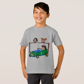 Autos und Kinder bedruckten T - Shirt