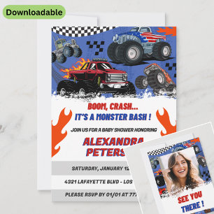 Autos und LKWs Babydusche Foto Bash Einladung