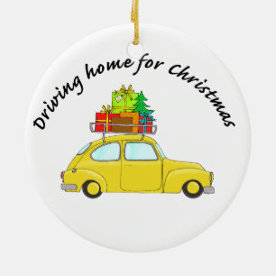 Autoschleppbaum "Zuhause für Weihnachten" Keramikornament