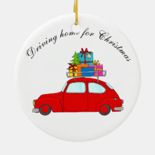 Autoschleppbaum "Zuhause für Weihnachten" Keramikornament