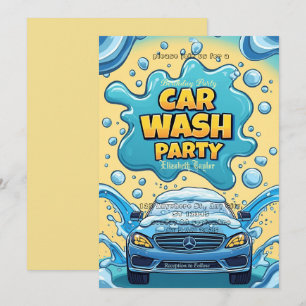 Autoschwamm-Party-Einladung – Schaumparty-Feier Einladung