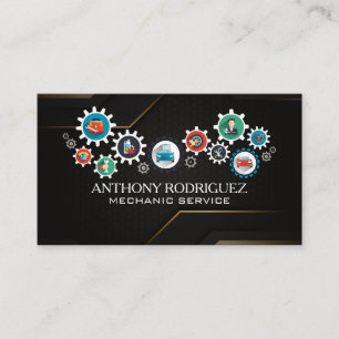 Autoservice   Autoreparatursymbole   Mechaniker Visitenkarte