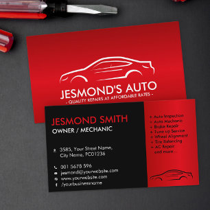 Autosilhouette - Mechaniker-Autoreparatur Visitenkarte
