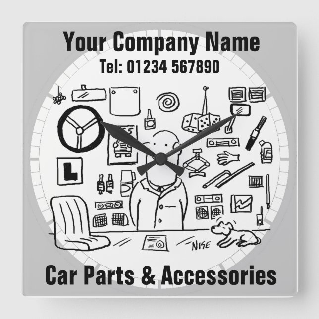 Autoteile und Zubehör Quadratische Wanduhr (Vorderseite)