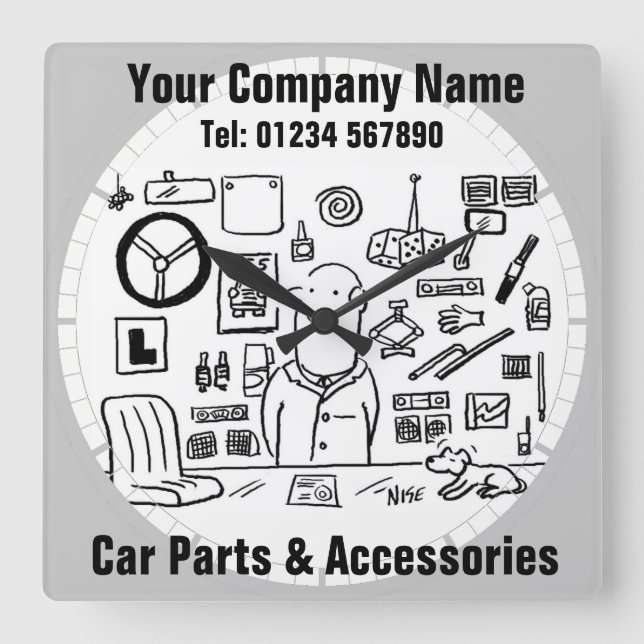 Autoteile und Zubehör Quadratische Wanduhr (Vorderseite)