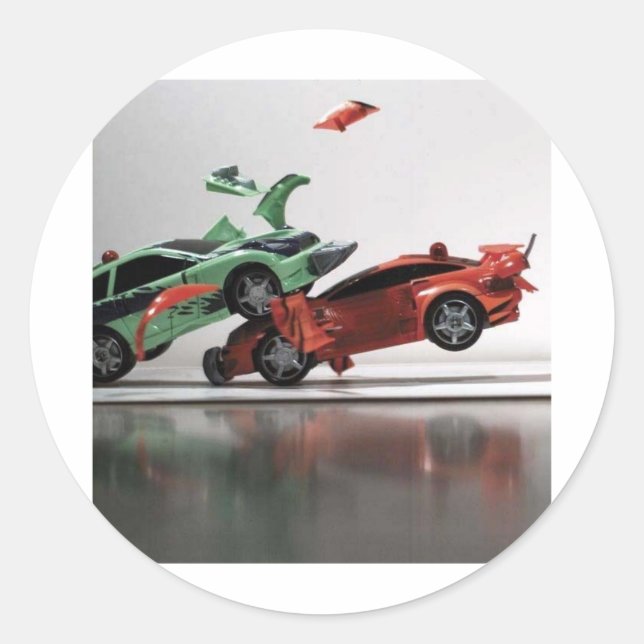 Autounfall Runder Aufkleber (Vorderseite)