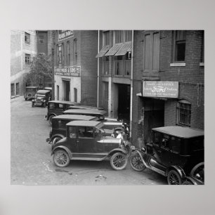 Autoverkauf und -service, 1926. Vintage-Foto Poster