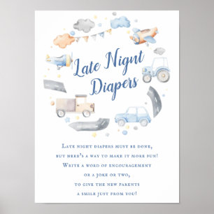 Autovermietung Spätnachtswaschmaschine Baby Dusche Poster