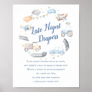 Autovermietung Spätnachtswaschmaschine Baby Dusche Poster