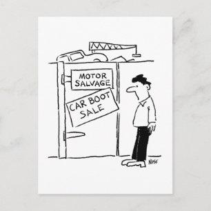 Autoverschrottung Schrottplatz Autoverkauf Cartoon Postkarte