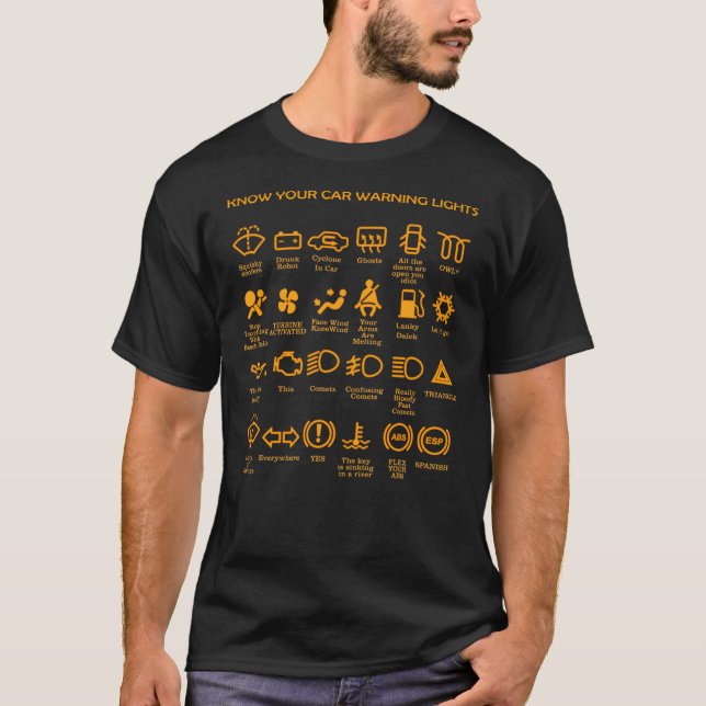 Autowarnleuchten, sehr lustig, originell, Fahrer g T-Shirt (Vorderseite)
