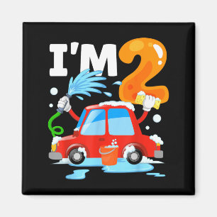 Autowäsche 2 Zweijährige Kinder 2. Geburtstagsfeie Magnet
